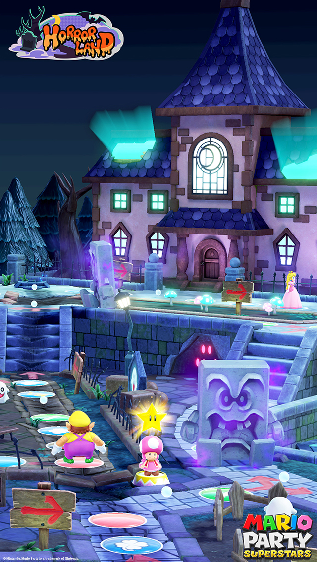 my.nintendo.com/Wallpaper - Mario Party Superstars - Horror Land/Mario_Party_Superstars_HL_Wallpaper_(640x1136).png